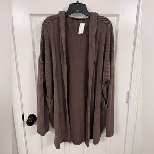 HEIMISH USA Brown Ribbed Cardigan